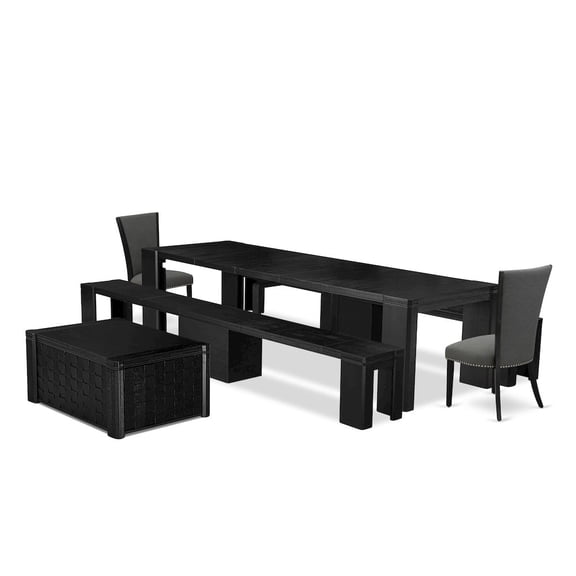 Luxe by East West Furniture 6-piece Dining Room Table Set a Rectangular Kitchen Table with a coffee Table