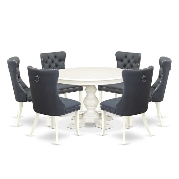 Luxe by East West Furniture 7-Piece Dining Table Set, Linen White