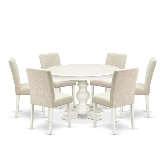 Luxe by East West Furniture 7-Piece Dining Table Set, Linen White