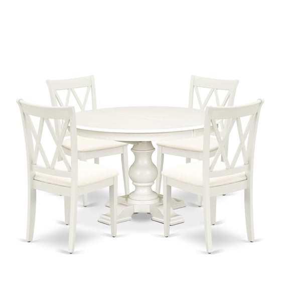 Luxe by East West Furniture 7-Piece Dinner Set, Linen White