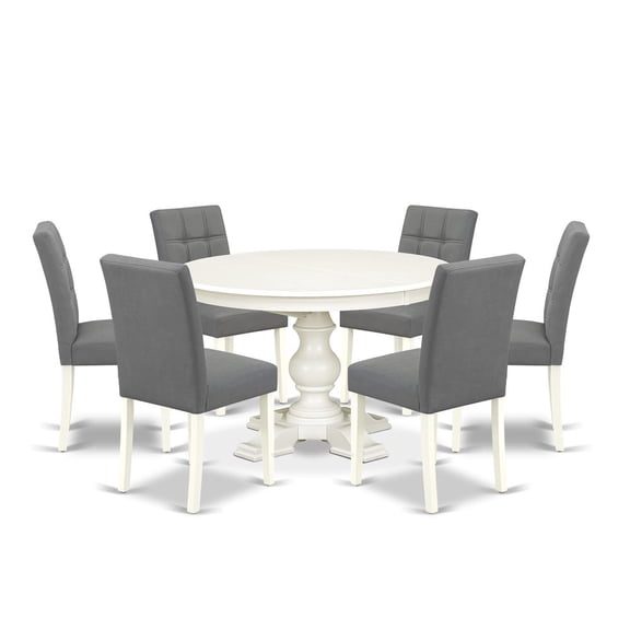 Luxe by East West Furniture 7-Piece Kitchen Table Set, Linen White