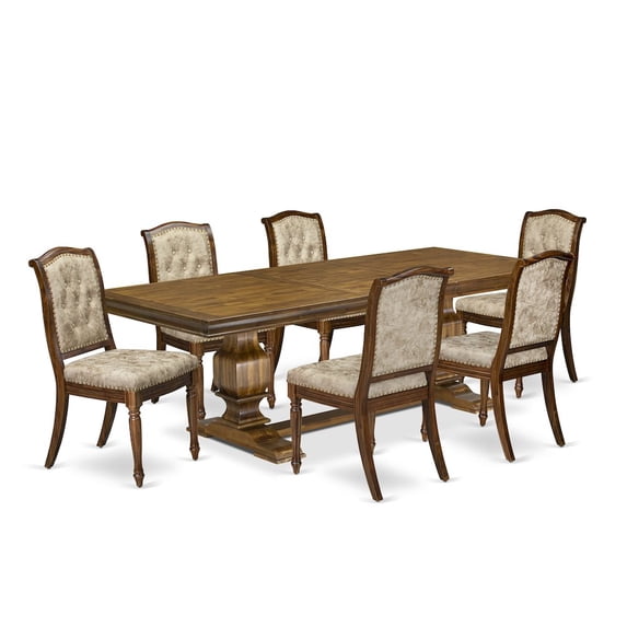 Luxe by East West Furniture 7 Pieces Kitchen table set a Rectangular Dining Table and 6 Dining Chairs
