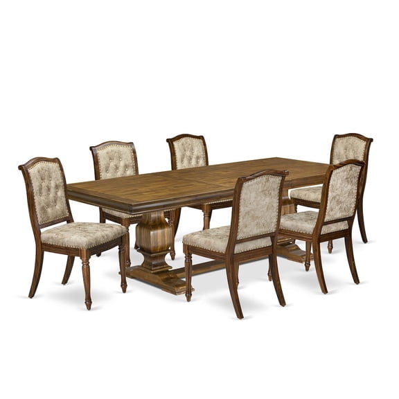 Luxe by East West Furniture 7 Pieces Kitchen table set a Rectangular Dining Table and 6 Dining Chairs