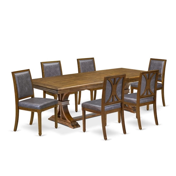 Luxe by East West Furniture 7 piece Mid Century Dining Table Set a Kitchen Table and 6 Dinner Chairs