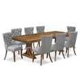 thumbnail image 1 of Luxe by East West Furniture 9 Pieces Dining Table Set a Rectangle Table and 8 Dining Chairs, Antique Walnut, 1 of 7