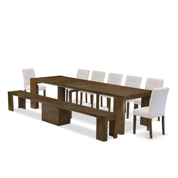 Luxe by East West Furniture 9 Pieces Extendable Dining Set Includes a Rectangle Kitchen Table