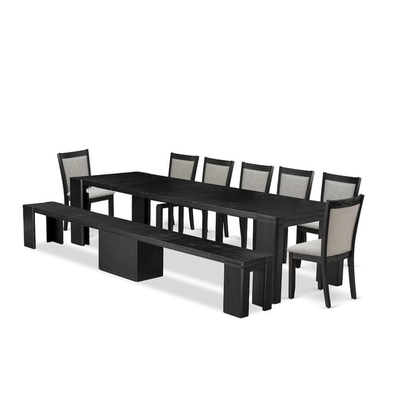 Luxe by East West Furniture 9-piece Dining Room Table Set a Rectangular Dining Table with wooden Benches