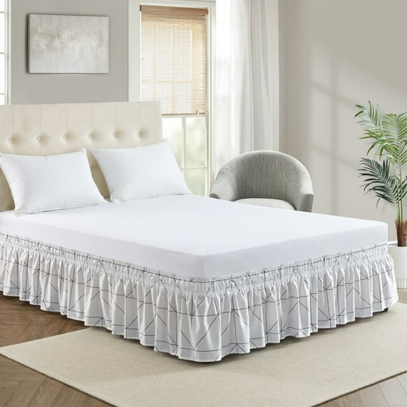 LuxeLiving Anti-Slip Bed Skirt, Elastic Pleated, Hotel Style, Multiple Sizes, 360° Coverage, Easy Care, Home Hotel Use, Spring Mattress