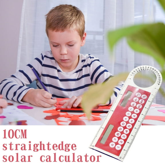 LuxeLiving 3-in-1 10cm Solar Ruler Calculator, 12.7x4.3cm Plastic with Large Display, Multifunctional with Magnifier, Portable for Students & School, Solar-Powered Ideal for Math & Measurements