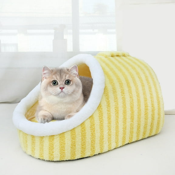 LuxeLiving Cats Sleeping Bed, Removable Enclosed Nest, Soft Plaid, Washable, 17.7x11.8x9.8in, Polyester, Small Medium Large Pets, Cozy Warm