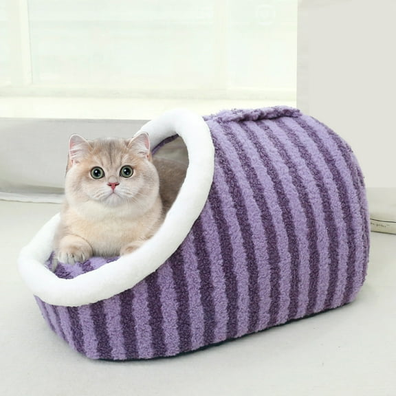 LuxeLiving Cats Sleeping Bed, Removable Enclosed Nest, Soft Plaid, Washable, 17.7x11.8x9.8in, Polyester, Small Medium Large Pets, Cozy Warm