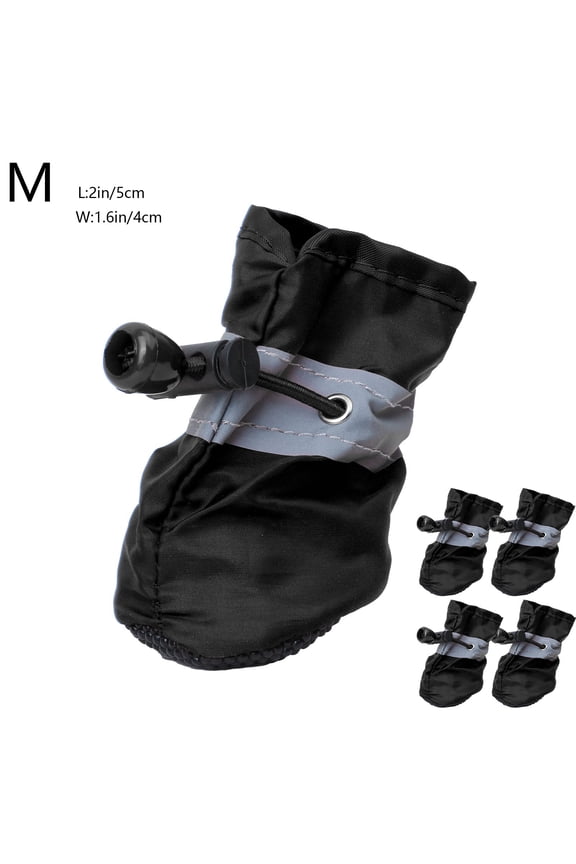 LuxeLiving Dog Shoes, Small Dogs 4PC Waterproof Booties, Paw Protector Non-Slip, Reflective Straps, Adjustable, Fleece Lined, All Weather Use