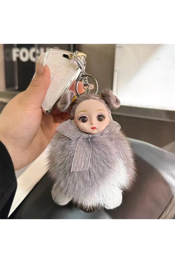 LuxeLiving Exquisite Cute Doll Keychain, Furry Toy Backpack Pendant, Multifunctional Car Key Decoration, Soft Plush Accessory for Bags
