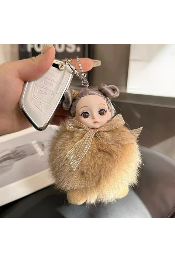 LuxeLiving Exquisite Cute Doll Keychain, Furry Toy Backpack Pendant, Multifunctional Car Key Decoration, Soft Plush Accessory for Bags