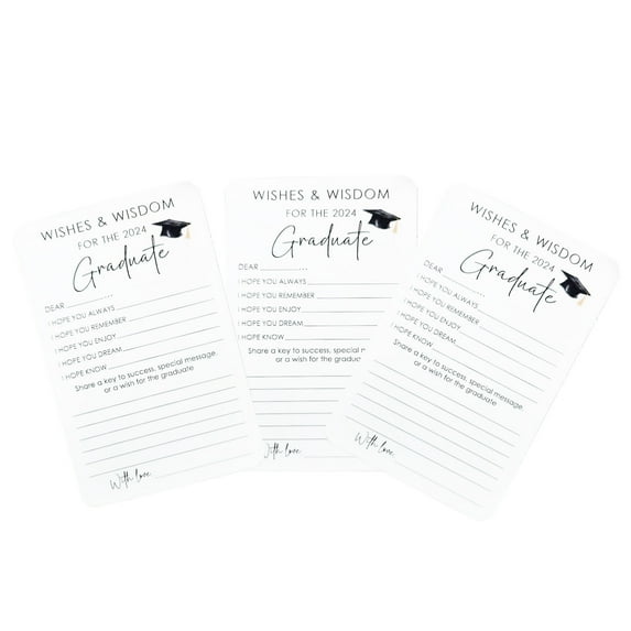 LuxeLiving Graduation Wish Gold List Greeting Cards, 3pcs Decorated Wishing Suggestion Cards, Perfect for 2024 Graduates, Commemorative Party Gifts from Family Friends