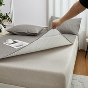LuxeLiving Quilted Waterproof Bed Sheet, Thickened With Straps, Chemical Fiber, Soft Breathable, Secure Fit, Washable, Bedroom Hotel Use