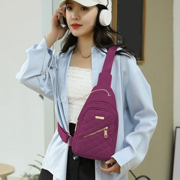 LuxeLiving Unisex Durable Nylon Antitheft Water-Resistant Crossbody Sling Bag, USB Charging Port Multi-Compartment Lightweight for Travel Commuting Fitness Cycling Outdoor