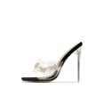 thumbnail image 1 of LuxeModa Secret Black Diamond Butterfly Square Peep Toe Heel Clear Pump Mules (Preto, 8.5), 1 of 6