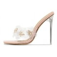 thumbnail image 1 of LuxeModa Secret Nude Diamond Butterfly Squared Open Toe Stiletto Heel Pump Mules (NUDE, 8), 1 of 6