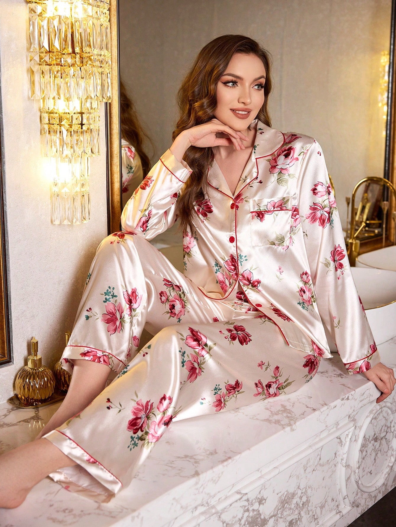 Kimono Pajama set Grown-up Version - Lemon Drizzle Blue Print