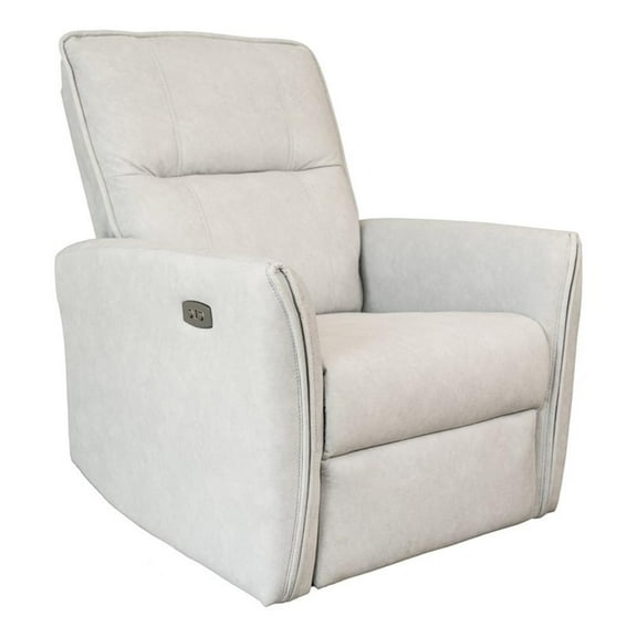 LuxeRelax Mid-Century Modern Cream Suede Electric Power Recliner