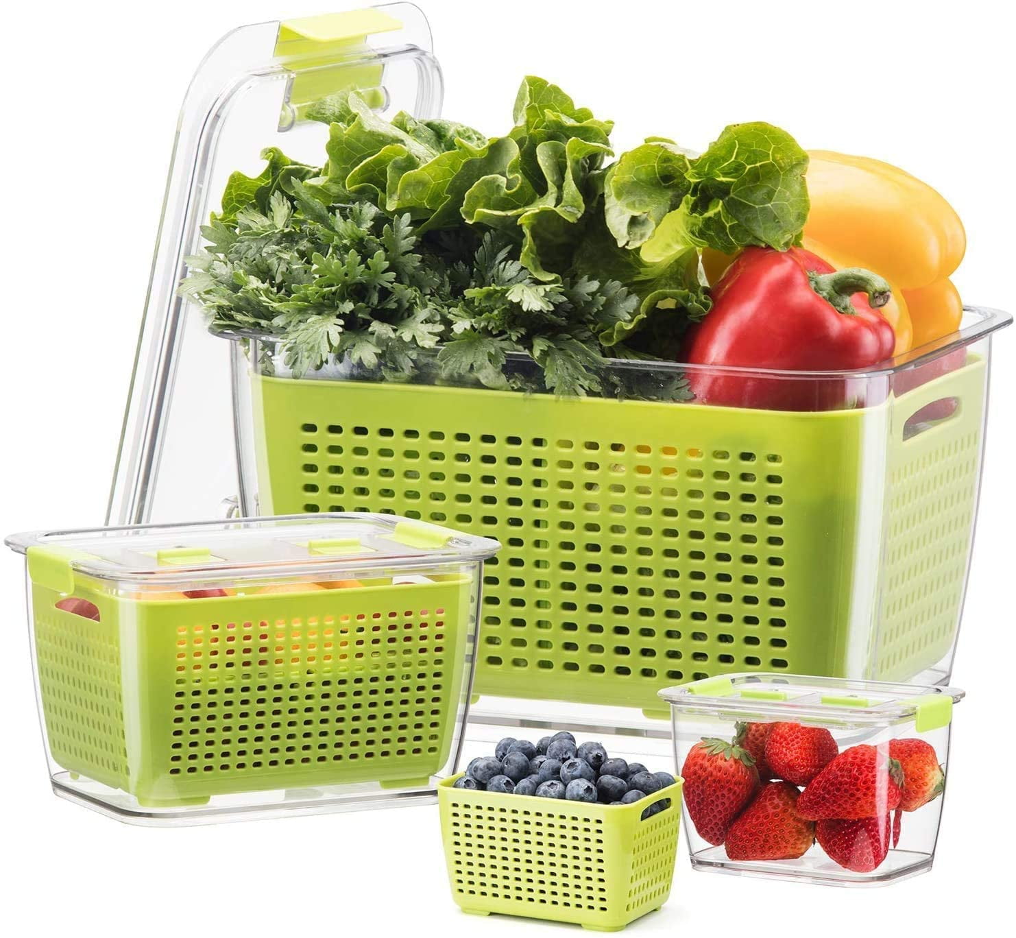 Luxear Fresh Keeper Green BPA-Free Adjustable Vent Food Storage Container (3 Count)