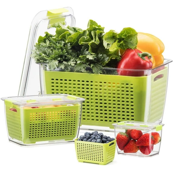 Luxear Fresh Keeper Green BPA-Free Adjustable Vent Food Storage Container (3 Count)