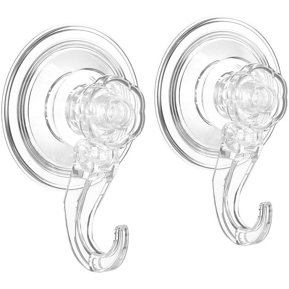Luxear Heavy Duty Adhesive Hooks, No Trace Suction Cup Wall Mount, 2 Pack