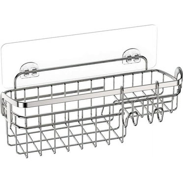 Luxear Shower Caddy, Luxear Adhesive Shower Organizer with Razor Holder, No-Drill Large Capacity Rustproof SUS304 Stainless Steel Shower Shelf for Dormitory, Kitchen, Bathroom Storage