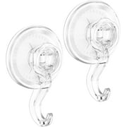 Luxear Suction Cup Hooks, Large Clear 11LB Heavy Duty Reusable Waterproof Shower Suction Hooks, Window Glass Removable Vacuum Hooks Wall Hanger for Towel Loofah Sponge Bathrobe Wreath, 2 Pack