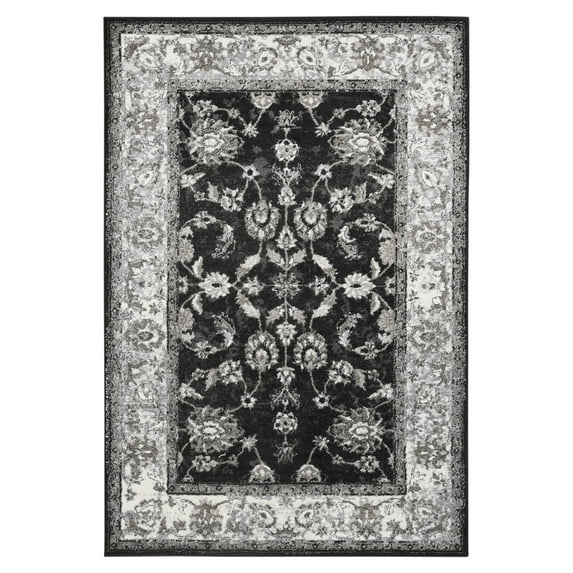 Luxee Designs Alexandria Bordered Pattern 2X6 Runner Rug for Entryway Indoor Boho Rugs - Black