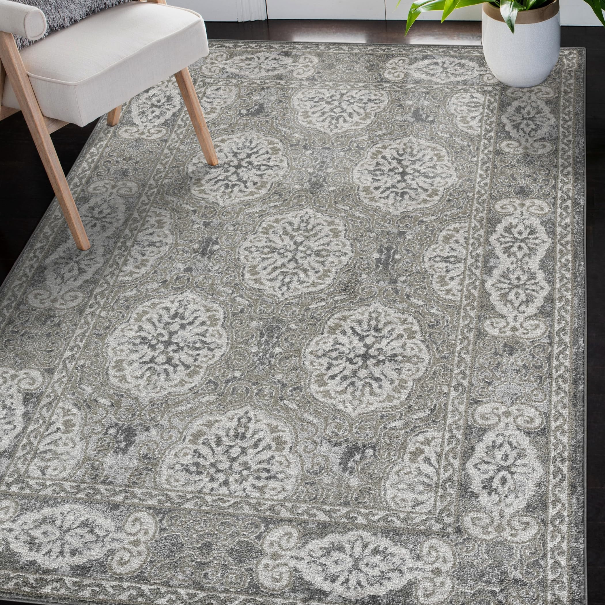 Luxee Designs Alexandria Bordered Pattern 2x3 Area Rug Indoor Boho Rugs ...