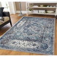 thumbnail image 1 of Luxee Designs Alexandria Bordered Pattern 4x6 Area Rug for Living Room Indoor Boho Rugs - Gray/Sea Blue, 1 of 10