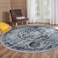 thumbnail image 1 of Luxee Designs Alexandria Bordered Pattern 7x7 Round Area Rug for Living Room Indoor Boho Rugs - Gray/Sea Blue, 1 of 7