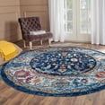 thumbnail image 1 of Luxee Designs Alexandria Bordered Pattern 7x7 Round Area Rug for Living Room Indoor Boho Rugs - Navy, 1 of 8