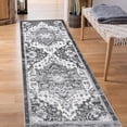 thumbnail image 1 of Luxee Designs Alexandria Collection 2x6 Runner Rug, Medallion Rugs for Laundry Room, Entryway, Bathroom, Kitchen, Pet Friendly, Low Pile, High Traffic Area, Stain Resistance - Ivory/Gray, 1 of 10