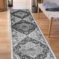 thumbnail image 1 of Luxee Designs Alexandria Collection – 2×6 ft – Vintage Medallion Runner Rug – Bordered, High-Traffic, Pet-Friendly, Stain Resistance – Dark Gray, 1 of 9