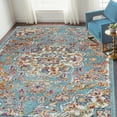 thumbnail image 1 of Luxee Designs Alexandria Collection – 5×7 ft – Medallion Area Rug – Bordered, High-Traffic, Pet-Friendly, Stain Resistance – Sea Blue, Ivory, Orange, Yellow, 1 of 9