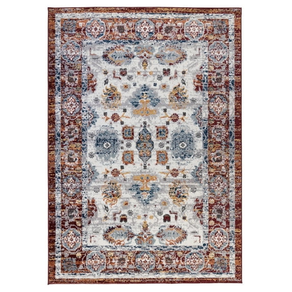Luxee Designs Alexandria Floral Area Rug 8x10, Low Pile Area Rugs for Living Room, Kitchen, Bedroom - Brown
