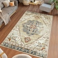 thumbnail image 1 of Luxee Designs Allure 5x8 Area Rug, Low Pile Medallion Rugs for Living Room, Bedroom, Kitchen, High Traffic - Gold, 1 of 10