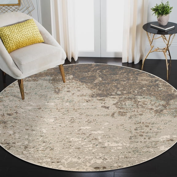 Luxee Designs Alpine Collection Round Area Rug, Abstract Rugs for Living Room, Dining Room, Bedroom, Kitchen, Office, - Gray