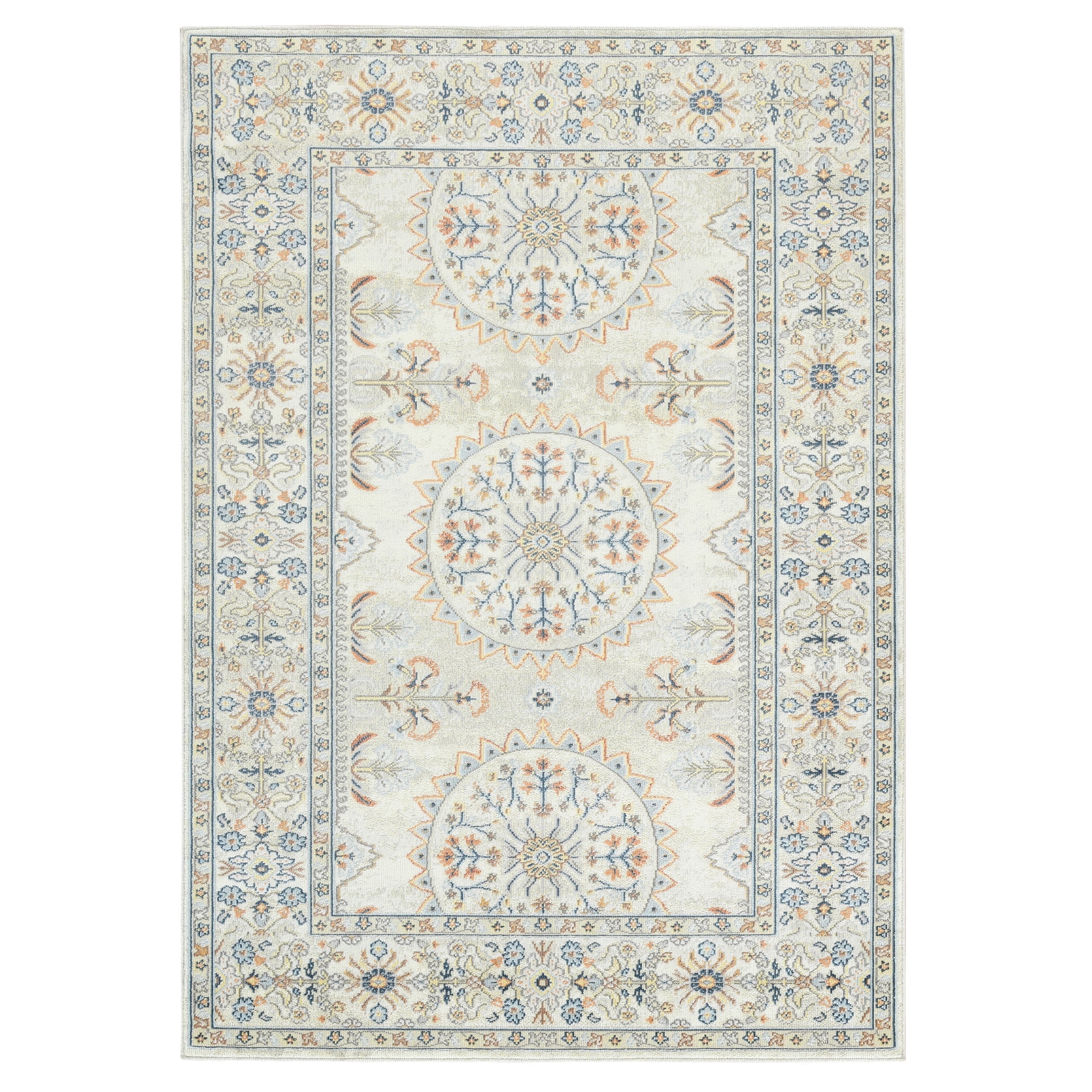 Luxee Designs Bohemian Style Bordered Indoor/Outdoor Area Rug 2x3 for High Traffic Area - Beige