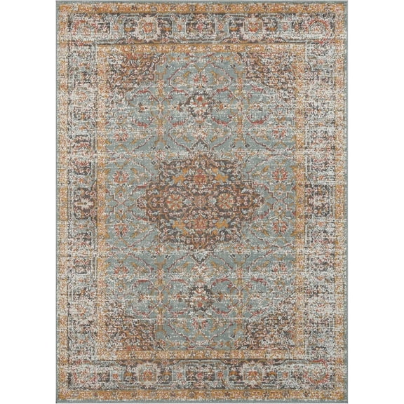 Amer Rug ETE309101310 9 ft. 10 in. x 13 ft. 10 in. Eternal Transitional Power-Loomed Rug, Teal & Green