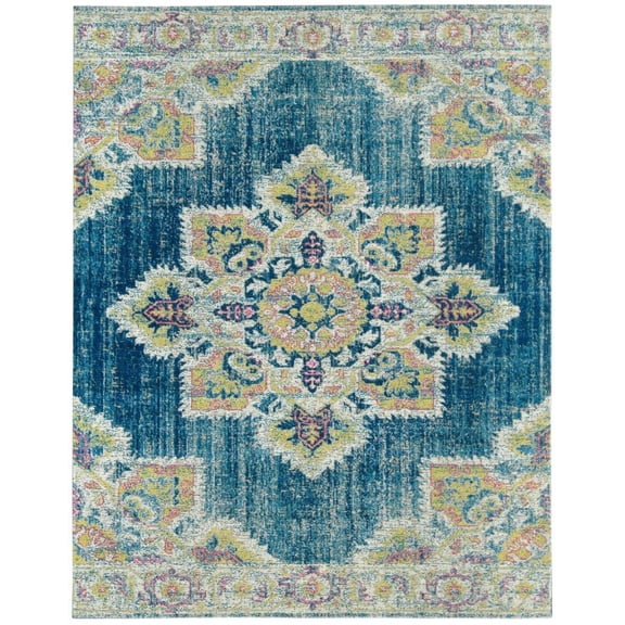 Ethereal Vintage Teal/ Pink Area Rug - 9'10"x13'10"