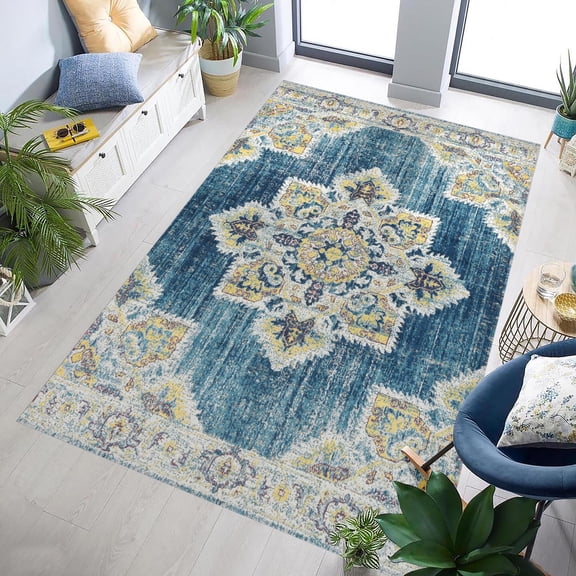 Ethereal  Vintage Teal/ Pink Area Rug - 9'10"x13'10"