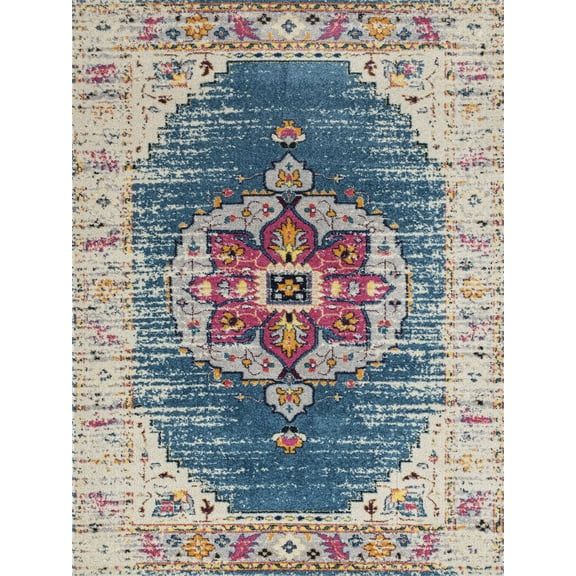 Manhattan 15 Turqouise Power-Loomed Area Rug 7'9"x11'