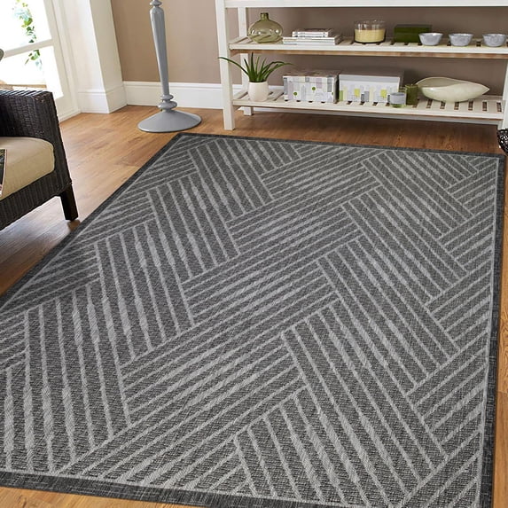Luxee Designs Maryland Collection 4x6 Area Rug, Indoor/Outdoor Geometric Pattern Rugs for Living Room, Dining Room, Bedroom, Kitchen, Office, Fossil Gray