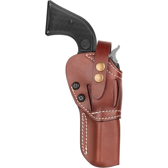 Luxeer-Branded Single Six Leather 22Cal Revolver Holster for Ruger Wrangler, Single Six, Heritage Rough Rider, Colt New Frontier and Similar Pistols Left/Right 4.5 Inch Long
