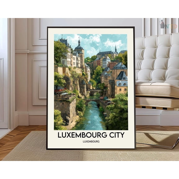 Luxembourg City Europe City Map Wall Art Travel Decor Photo, Unframed Paper Poster 8x10in