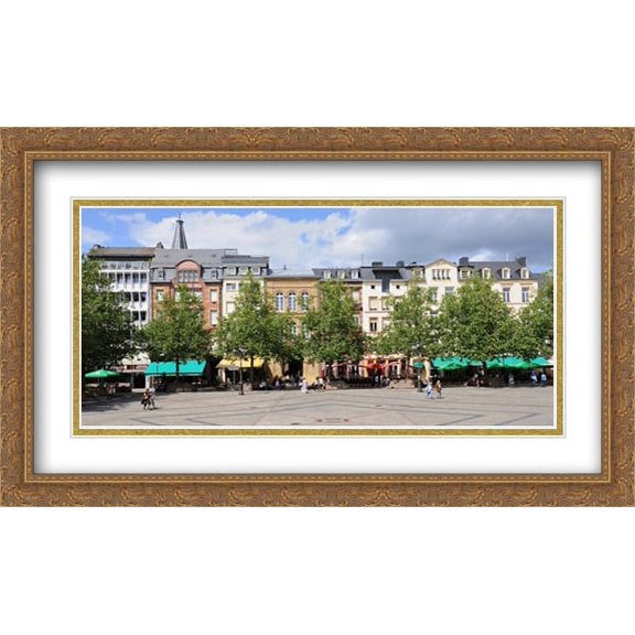 Luxembourg City Square 2x Matted 40x24 Large Gold Ornate Framed Art Print by The Cityscape Art Print Series